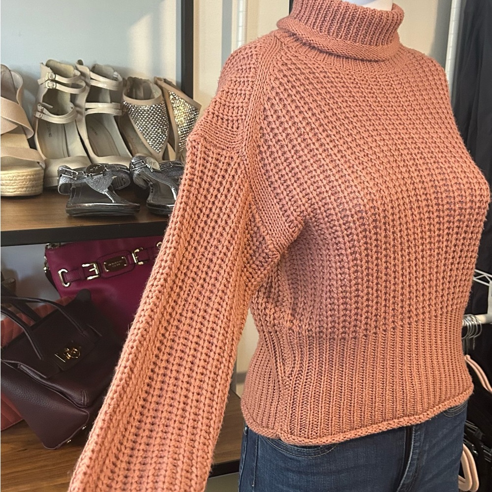 Chic Dusty Rose Turtleneck Sweater